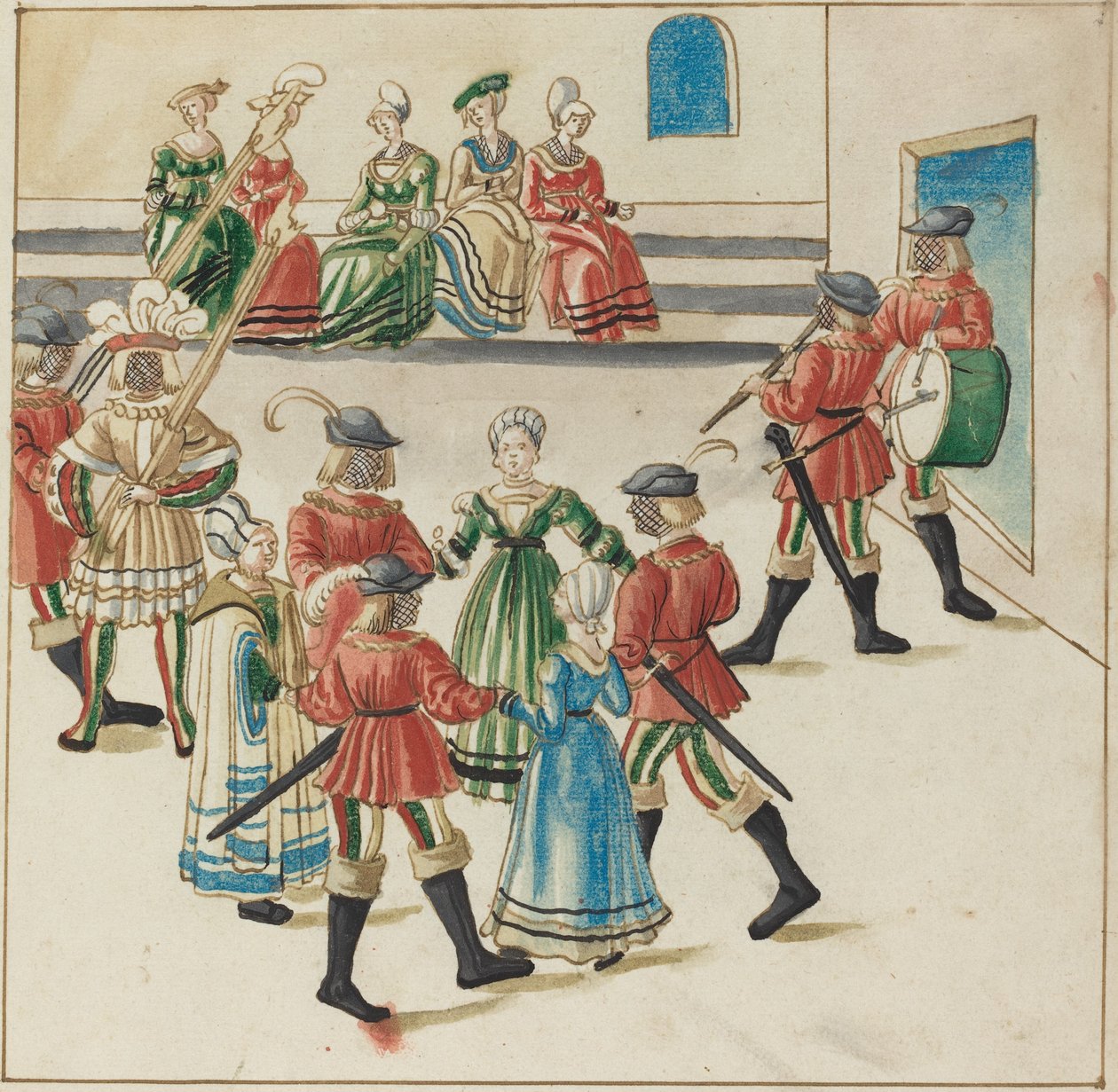 Tři páry v kruhovém tanci od German 16th Century