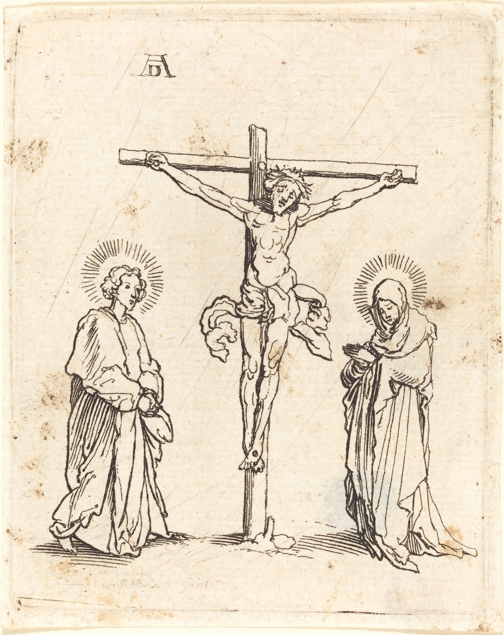 Ukřižování s Pannou Marií a svatým Janem od German 16th Century after Albrecht Dürer