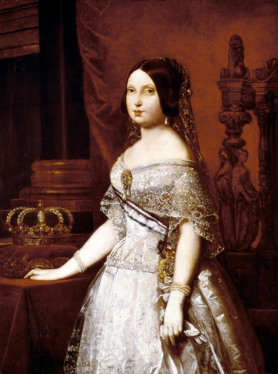 Portrét španělské královny Isabelly II Španělské (1830-1904), španělské královny. Obraz německého Hernandeze Amorese (1823-1894) od German Hernandez Amores
