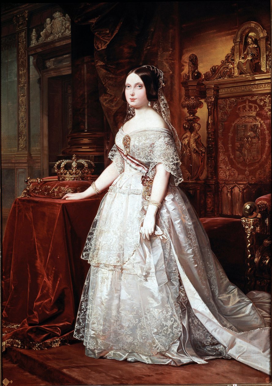 Portrét španělské královny Isabelle de Bourbon (Isabel de Borbon) II (1830-1904) Malba Němce Hernandeze Amorese (1823-1894) od German Hernandez Amores