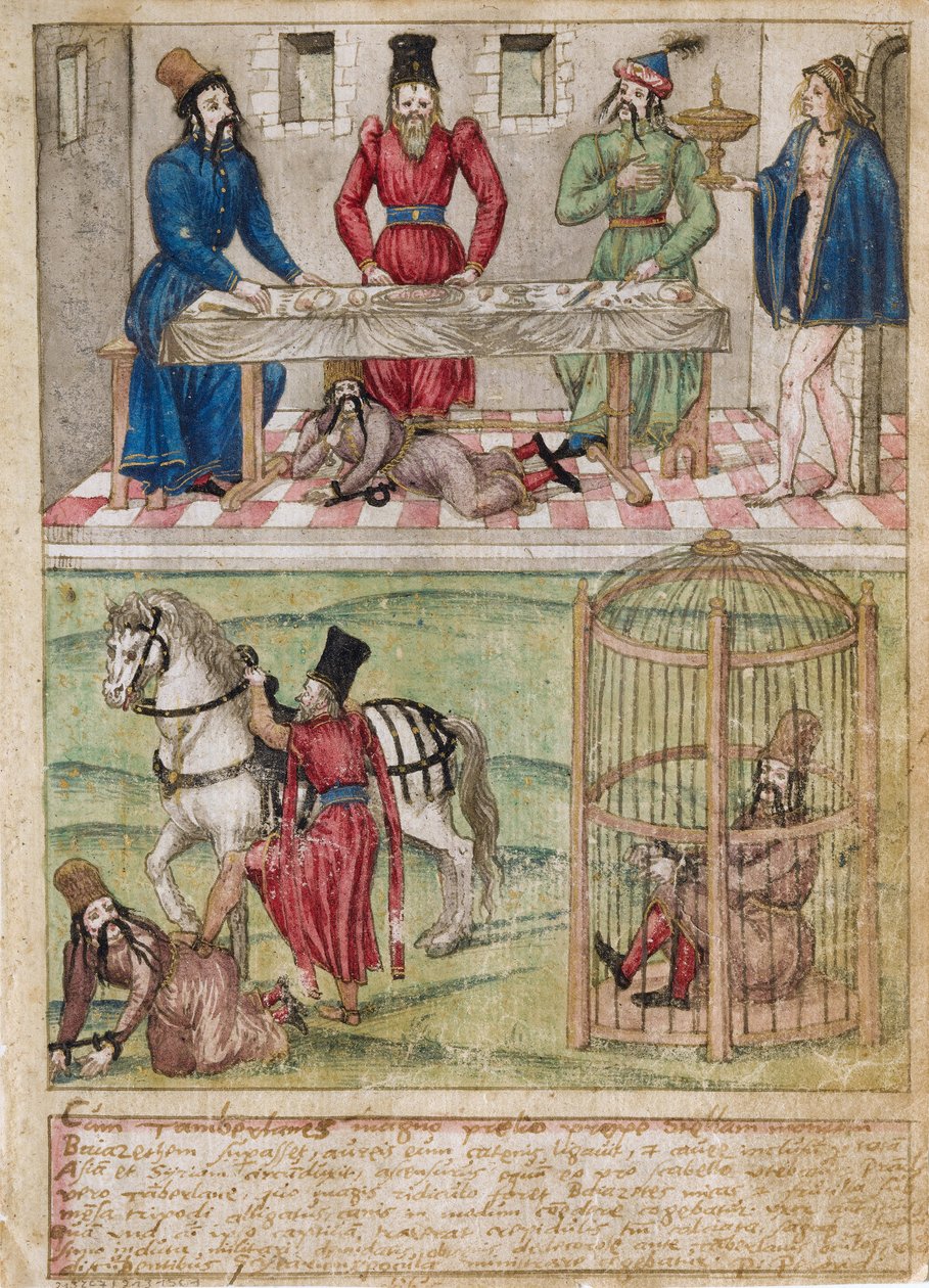 Bayezid I. uvězněn Timurem před rokem 1561 od German Master
