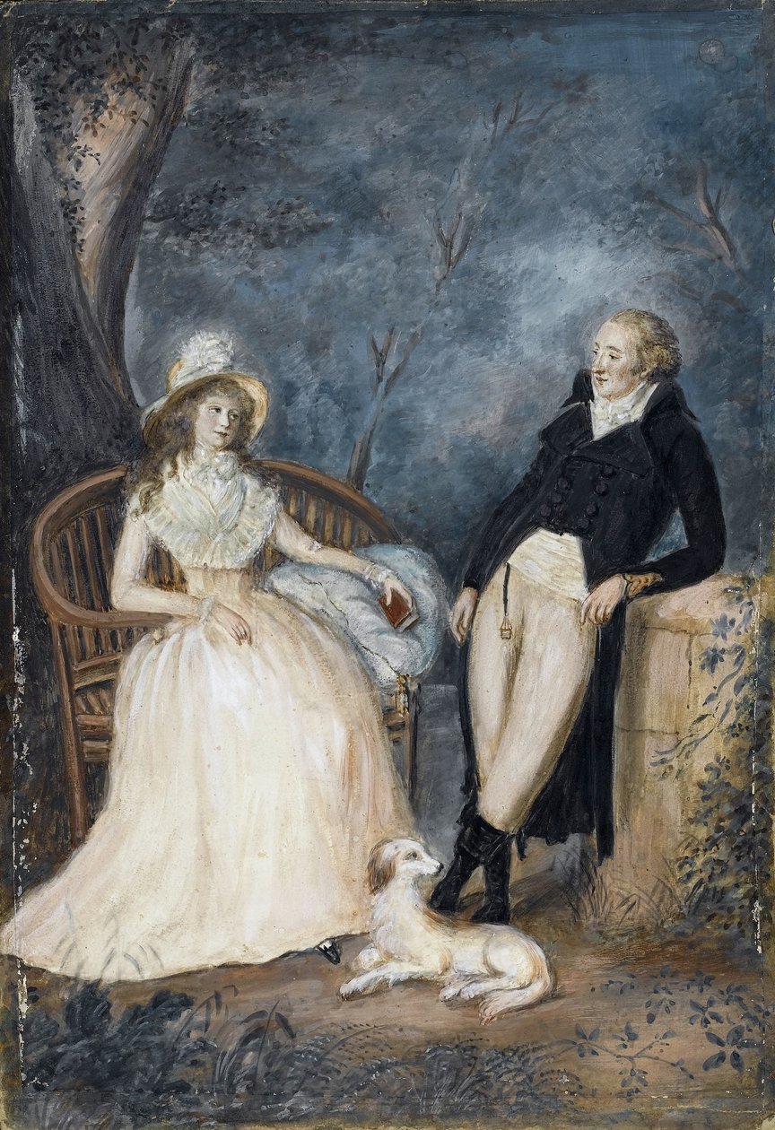 Charlotte von Stein a Johann Wolfgang von Goethe v rozhovoru, druhá polovina 18. stol. od German Master