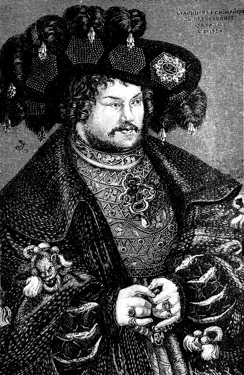 Portrét Joachima I. Nestora 1484-1535, Braniborského kurfiřta Kopie po Lucase Cranacha t. E, 15. století od German Master