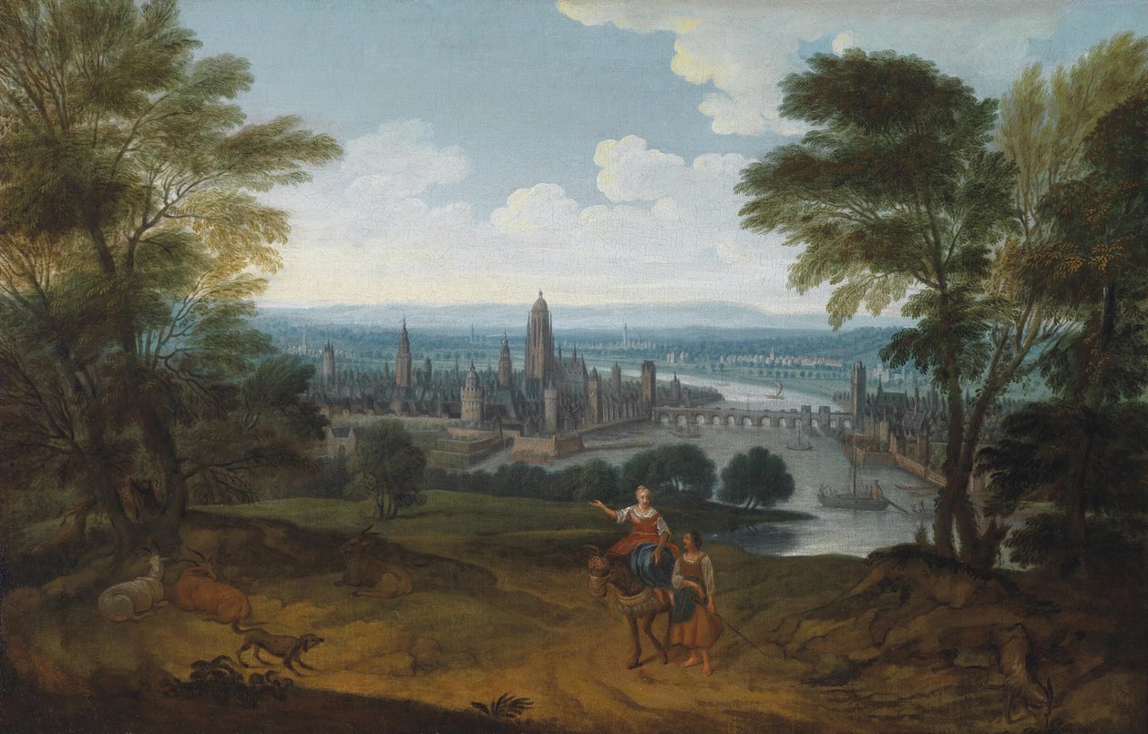 Pohled na Frankfurt nad Mohanem od západu, 18. století od German Master