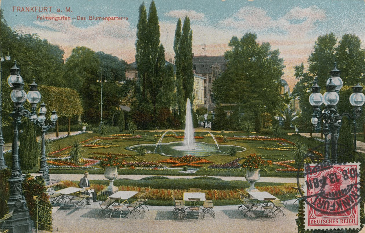 Frankfurt, Palmengarten, Květinový parter. Pohlednice odeslaná v roce 1913. od German Photographer