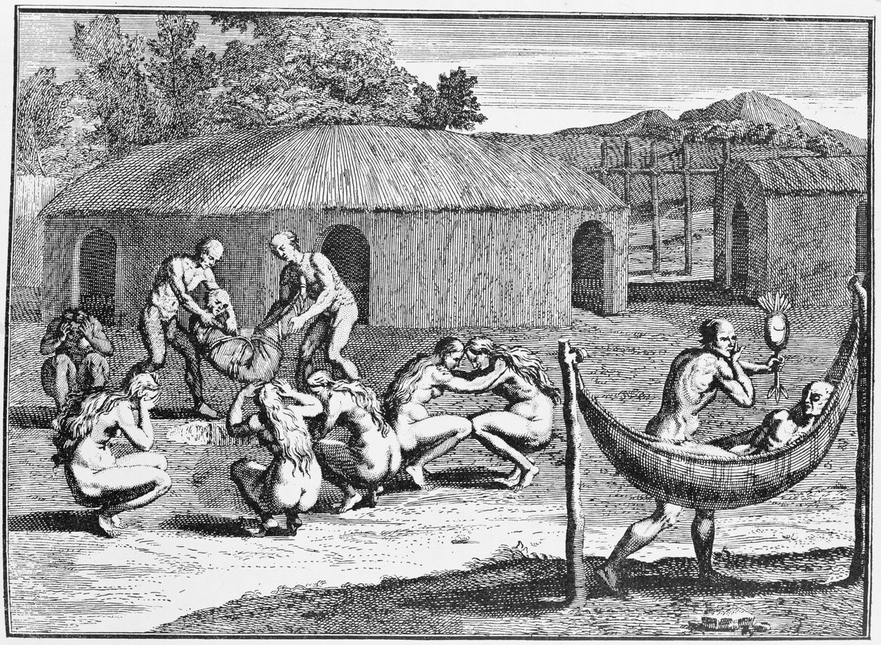 A Funeral Ceremony, reprodukováno z knihy Davida Herzlibergera, pub. v roce 1748, z 