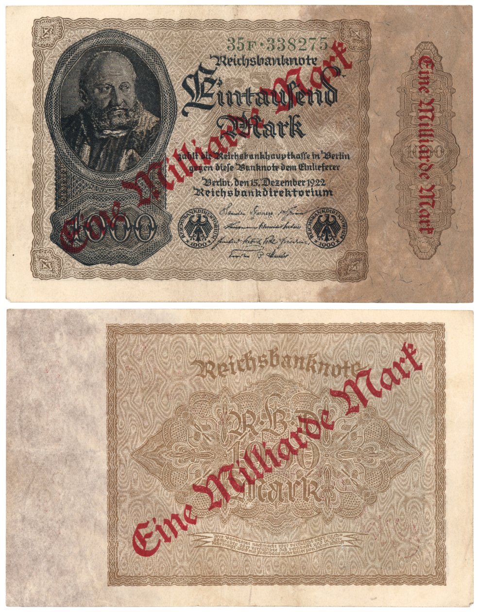 Bankovka v hodnotě jedné miliardy, 1922 od German School