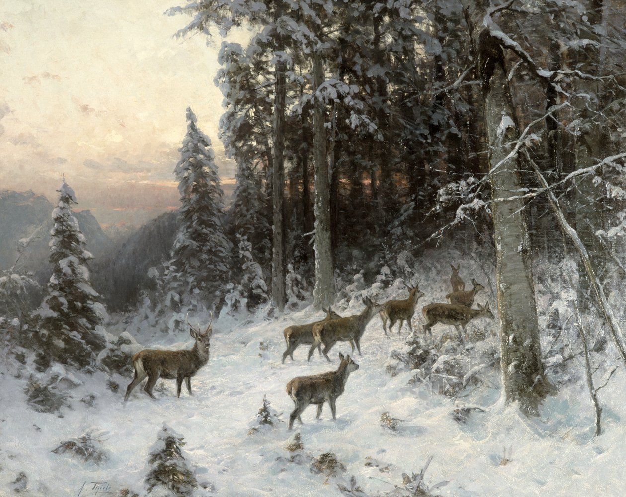 Zimní večer ve Schwarzwaldu, kolem roku 1880 od German School