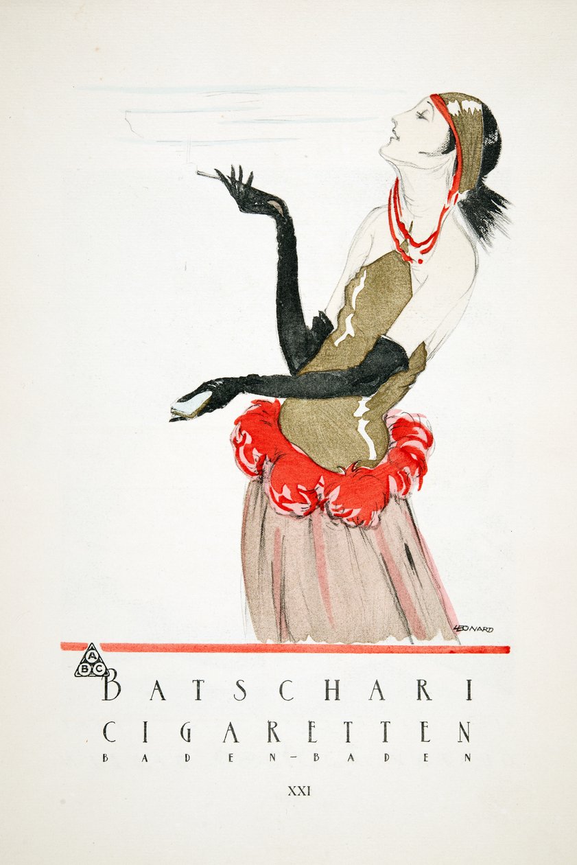 Reklama na "Batschari Cigaretten", ze Stylu, pub.1922 (pochoir print) od German School