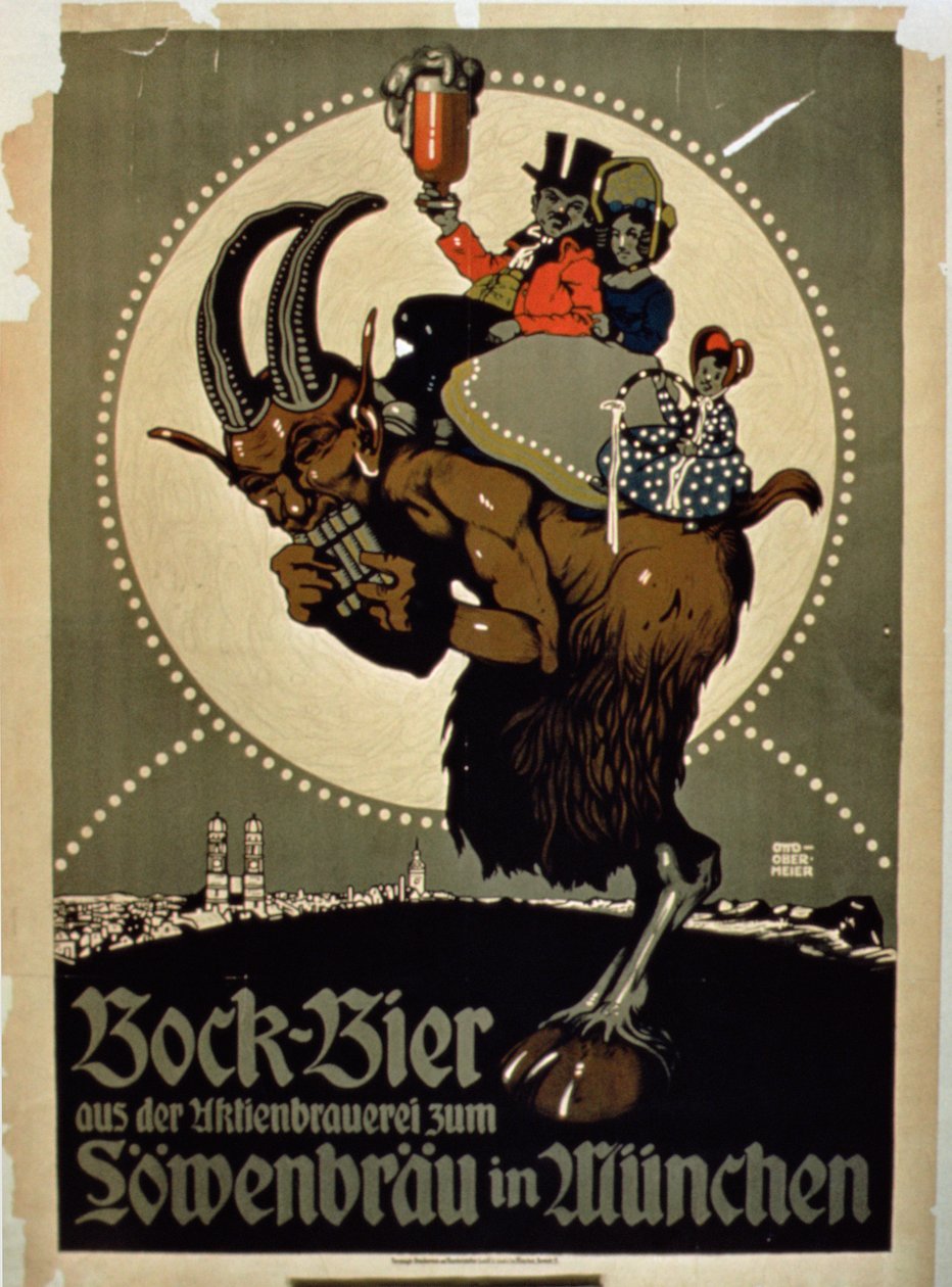 Reklama na pivo Bock z pivovaru Lowenbrau, Mnichov od German School