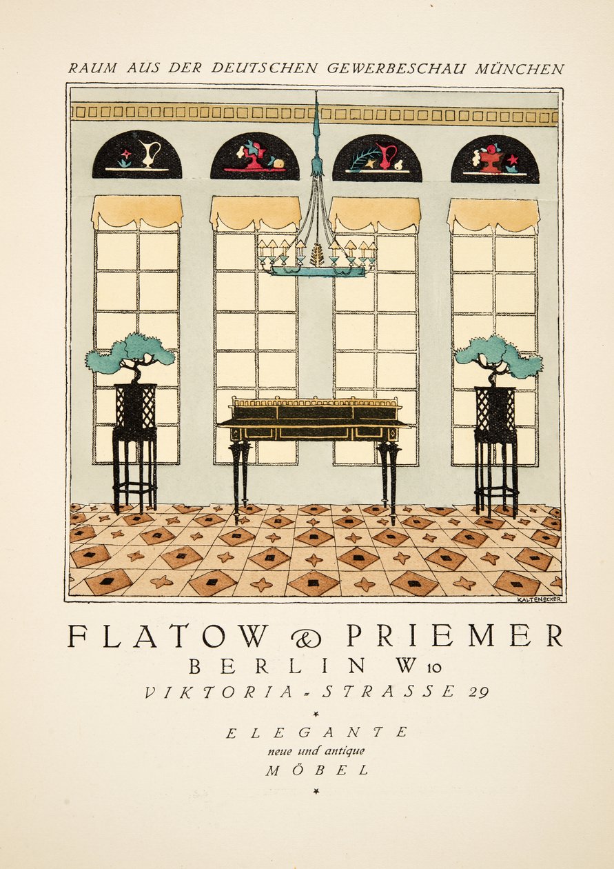Reklama na "Flatow & Priemer", od Styl, pub.1922 (pochoir print) od German School