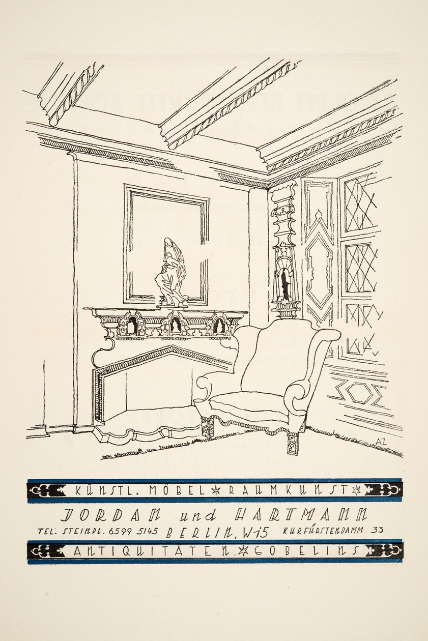 Reklama pro Jordan und Hartmann, od Styl, pub.1922 (pochoir print) od German School