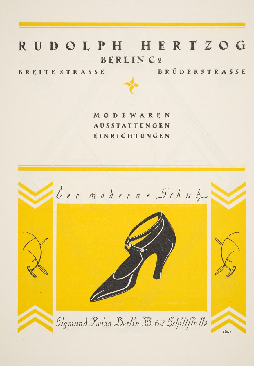 Reklama na boty Rudolph Hertzog, od Styl, pub. 1922 (pochoir print) od German School
