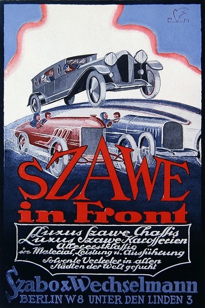 Reklama na Szawe Motor Cars, 1921 od German School