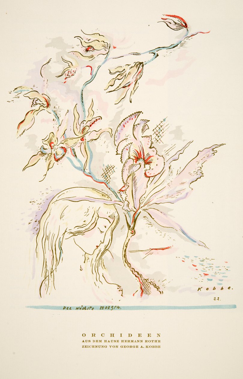 Reklama "Orchideen aus dem Hause Hermann Roth" z časopisu Styl, pub.1922 (pochoir print) od German School