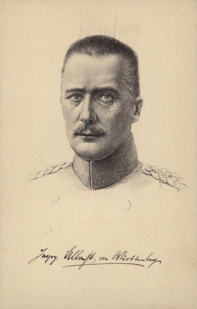 Albrecht, vévoda württemberský, německý princ a generál z první světové války (litografie) od German School