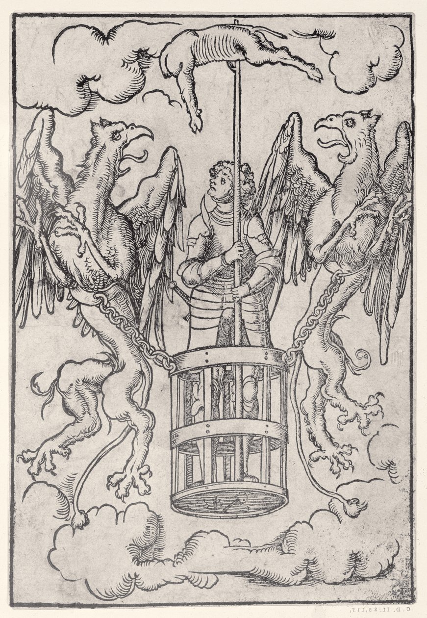 Alexandr Veliký vynášel do vzduchu dvěma gryfy, kolem roku 1525 od German School