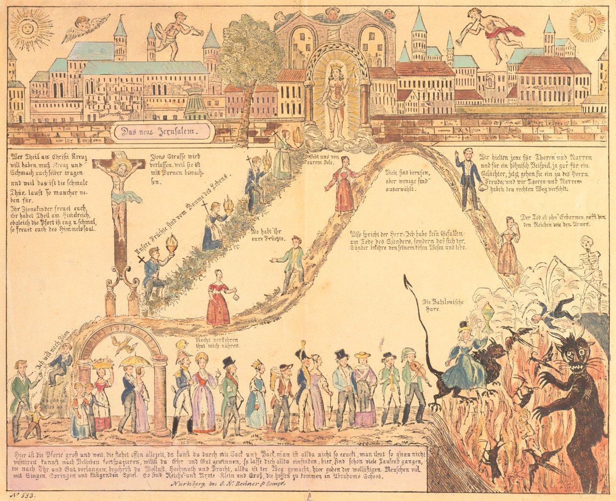 Alegorické vyobrazení křesťanského a pozemského života, vydal G. N. Benner, Norimberk, asi 1830. od German School