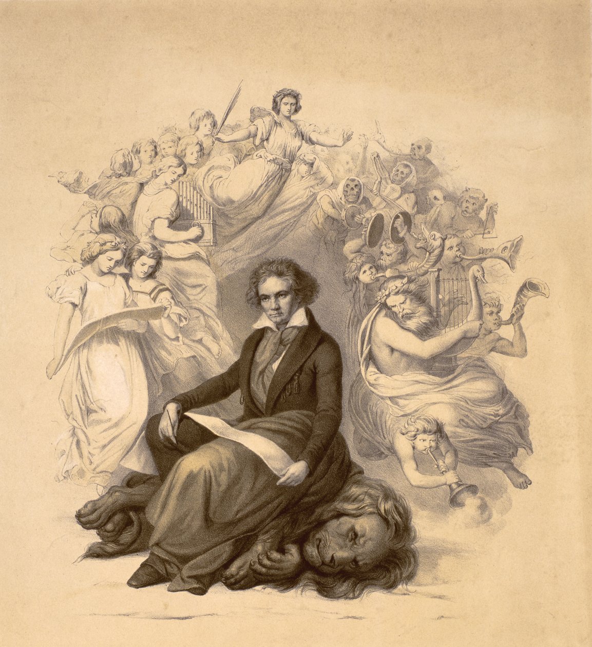 Alegorický portrét Ludwiga van Beethovena (1770-1827) od German School