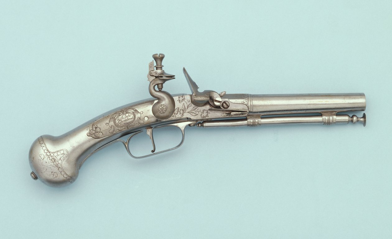 Celoocelová pistole s křesadlovým zámkem, Jan Cloeter a Grevenbroich, kolem roku 1660 od German School