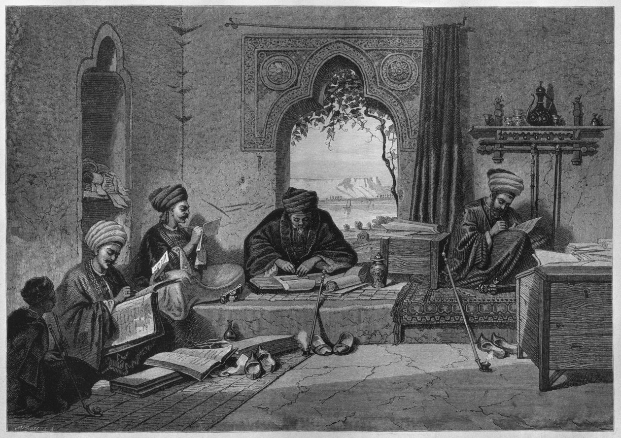 Kancelář v Girgeh, z LEgypta Georga Moritze Eberse (1837-98), 188 (č. rytina) od German School