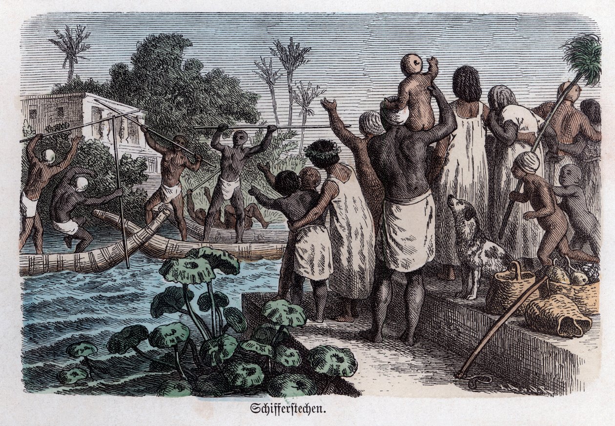 Starověké dějiny. Egypt. Vodní hry ... (rytina) od German School