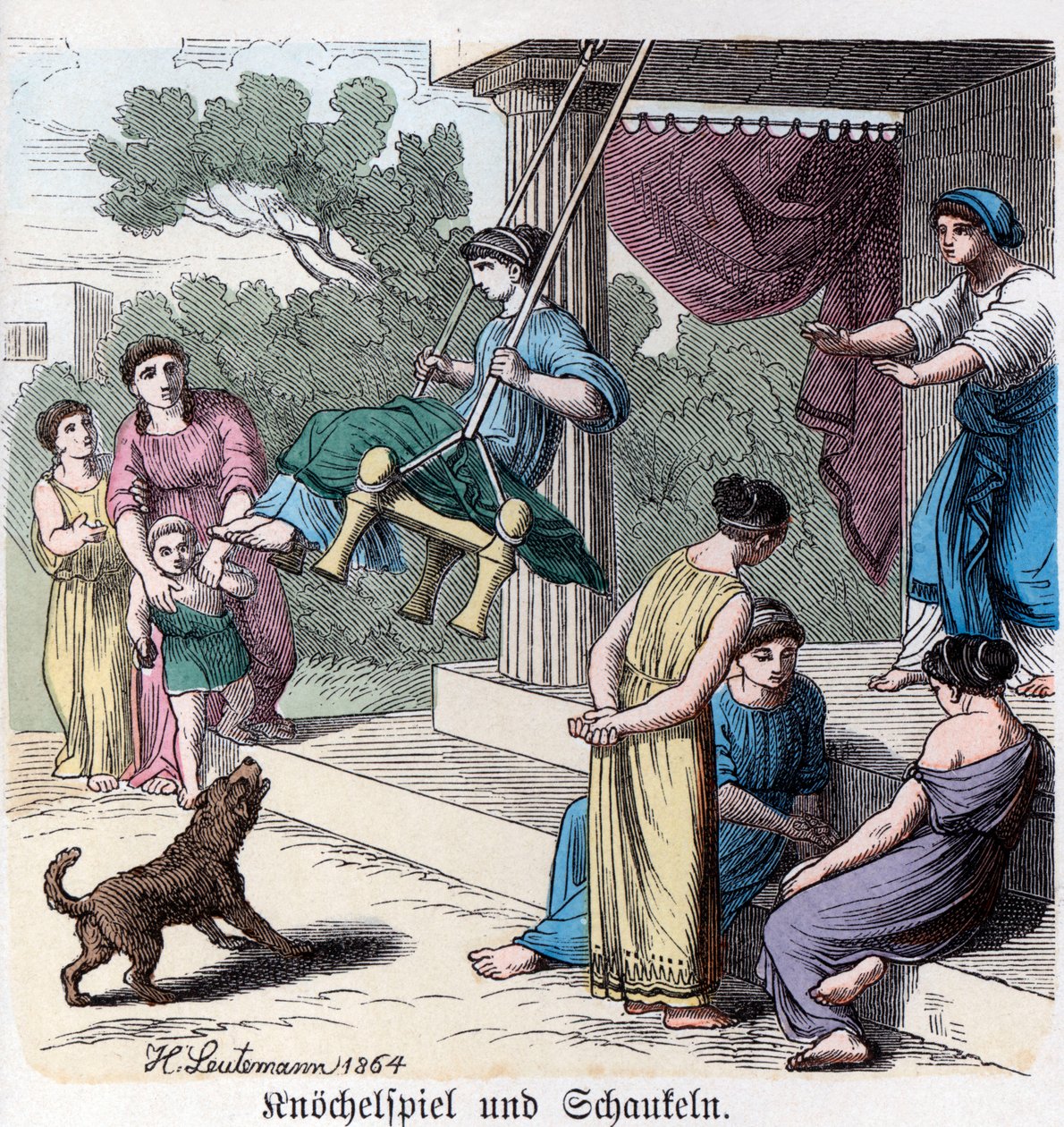 Starověké dějiny. Řecko. Řecké domácí hry ... (rytina) od German School