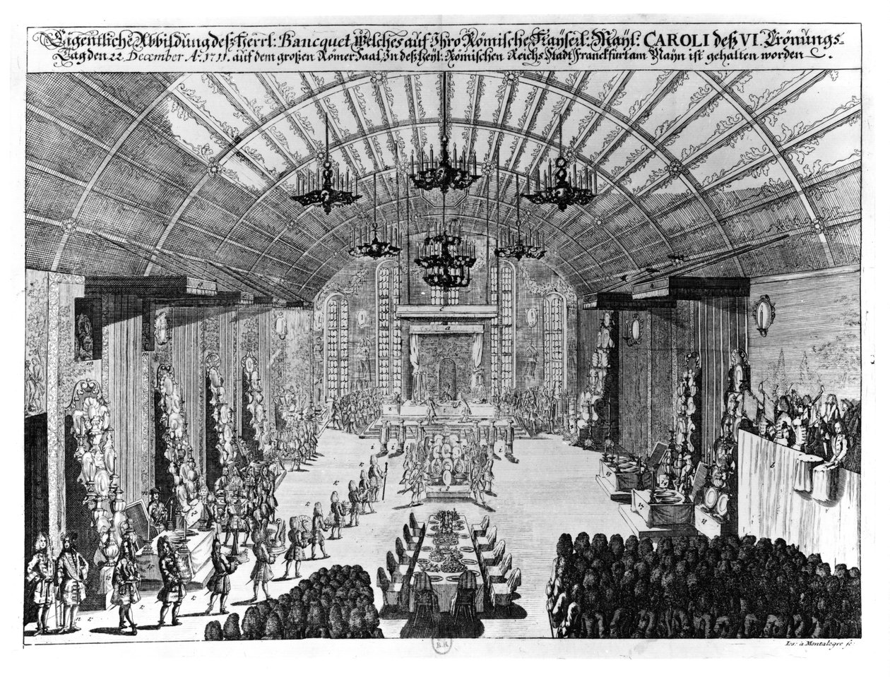 Banket v Romer Hall ve Frankfurtu nad Mohanem na počest korunovace Karla VI. (1685-1740) 22. prosince 1711 od German School