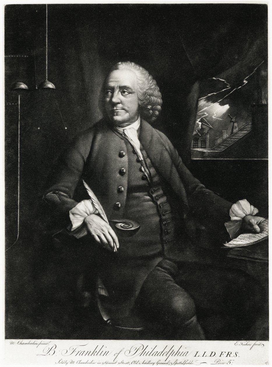Benjamin Franklin, 1884-90 (fototyp) od German School