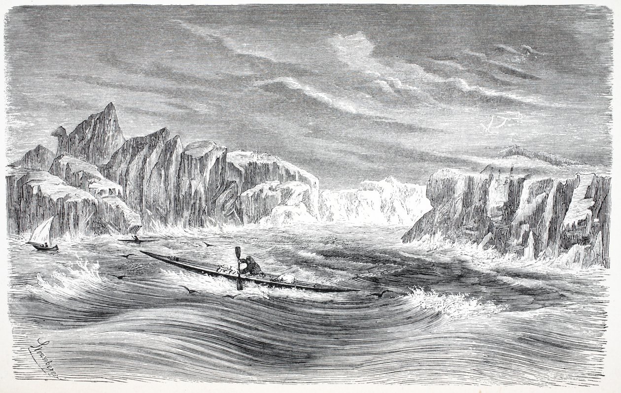 Výlety lodí na kánoích, hospoda. Londýn 1874 od German School