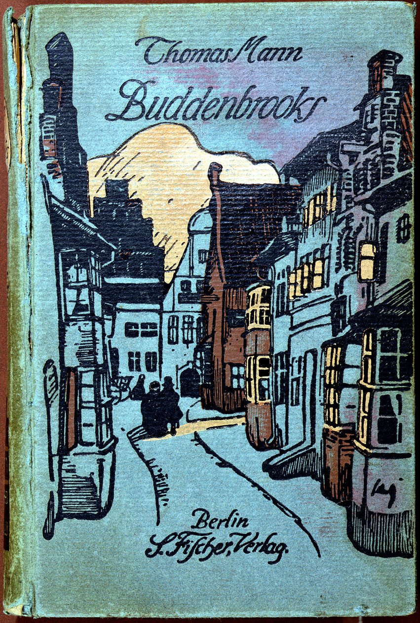 Obal knihy pro Buddenbrooks od Thomase Manna (1871-1950) vydal S. Fischer, Berlín, 1917 od German School