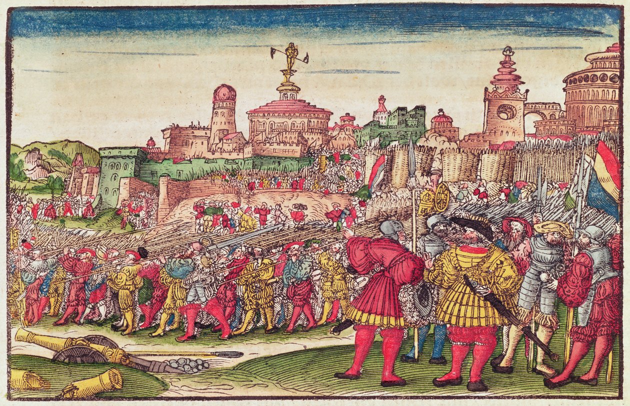 Kniha Zjevení, kapitola XXV, z Lutherovy bible, kolem roku 1530 (barevný dřevoryt) od German School