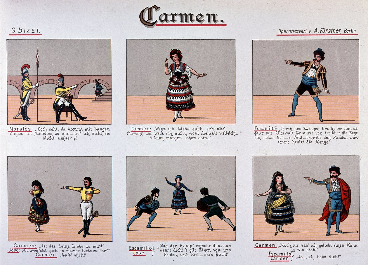 Carmen - série obrázků z 19. století od German School