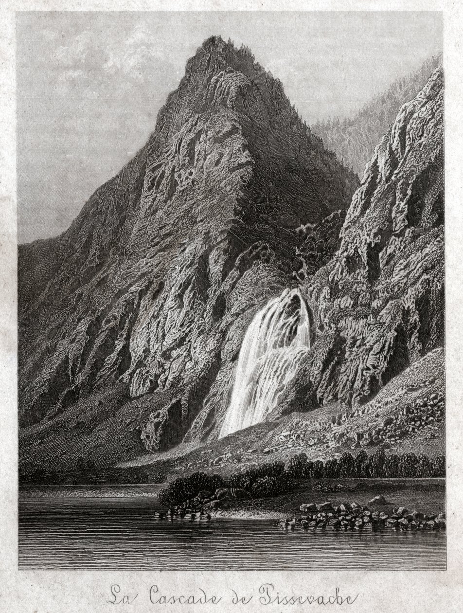 Vodopád Pissevache. (rytina, cca 1830) od German School