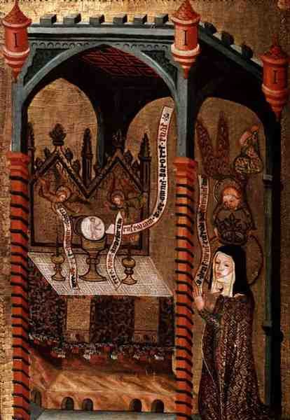 Kristus se zjevuje svaté Kláře (tempera a zlato na dubovém panelu) od German School
