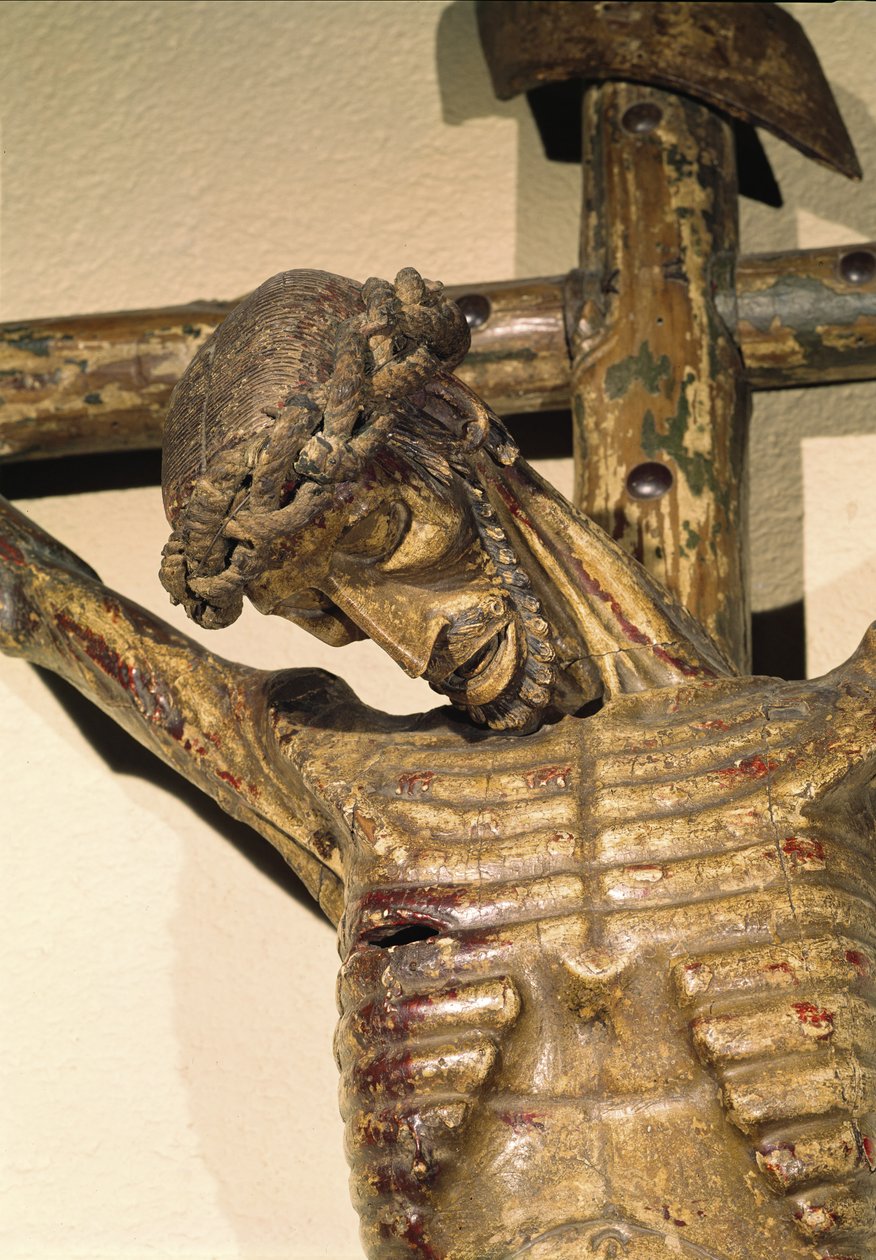 Kristus na kříži, zvaný Le Devot Christ, 1307 (dřevo) (detail) od German School