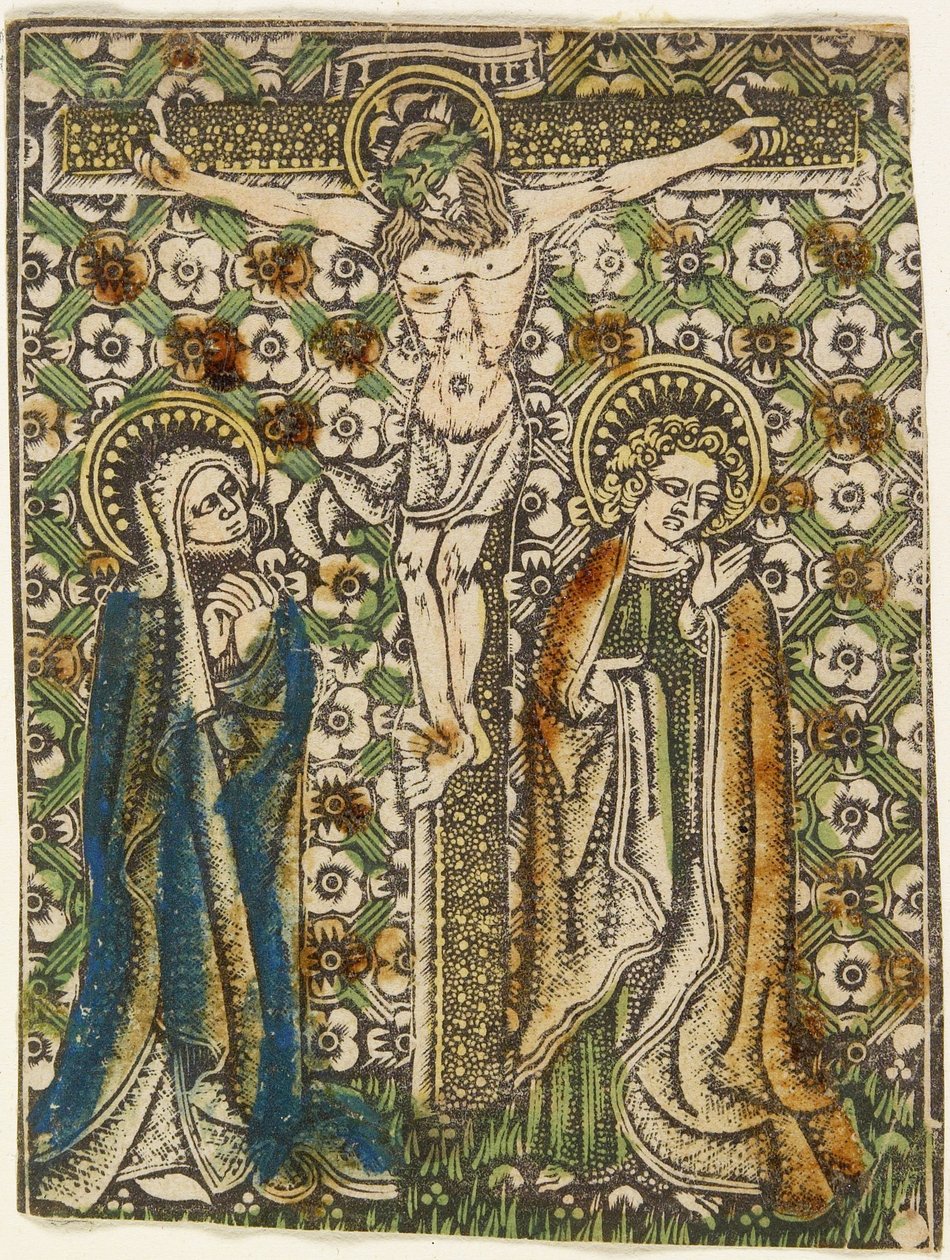 Kristus na kříži s Marií a svatým Janem, kolem roku 1460 (kovoryt) od German School
