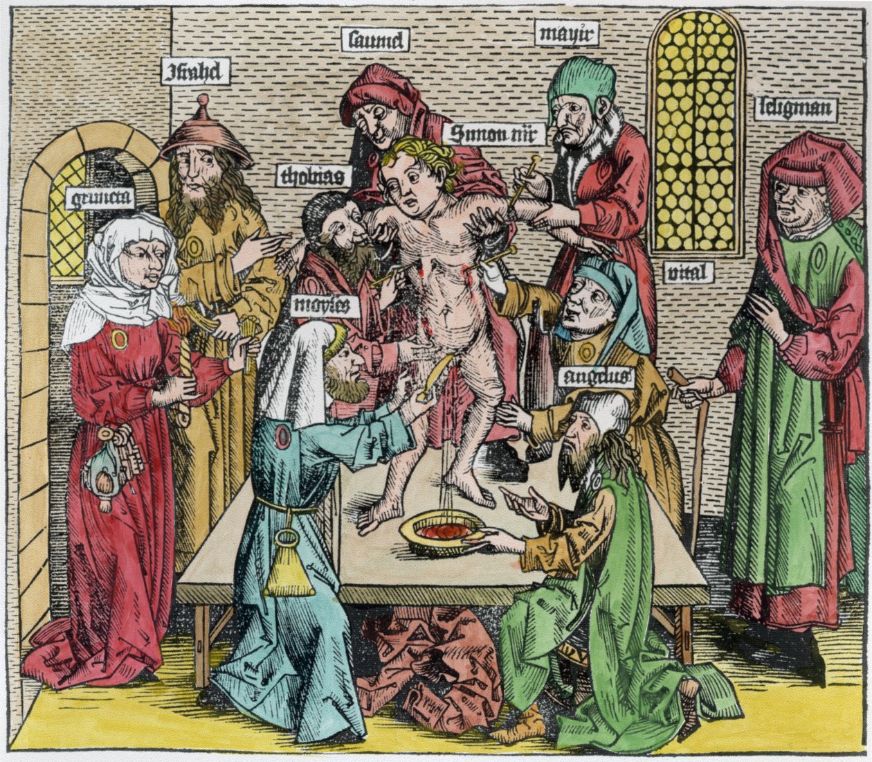 Obřízka, z „Liber Chronicarum“ od Hartmanna Schedela (1440-1514) (pozdější zbarvení) od German School
