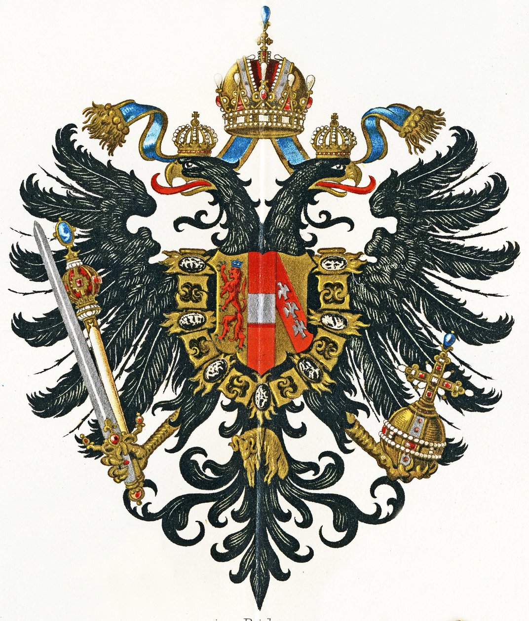 Erb rakouské říše (Kaisertum Österreich) od roku 1816 do roku 1867, C.1898 od German School