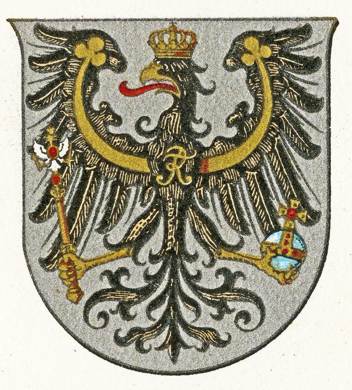 Státní znak Pruského království a později provincie Východního Pruska, kolem roku 1898 od German School