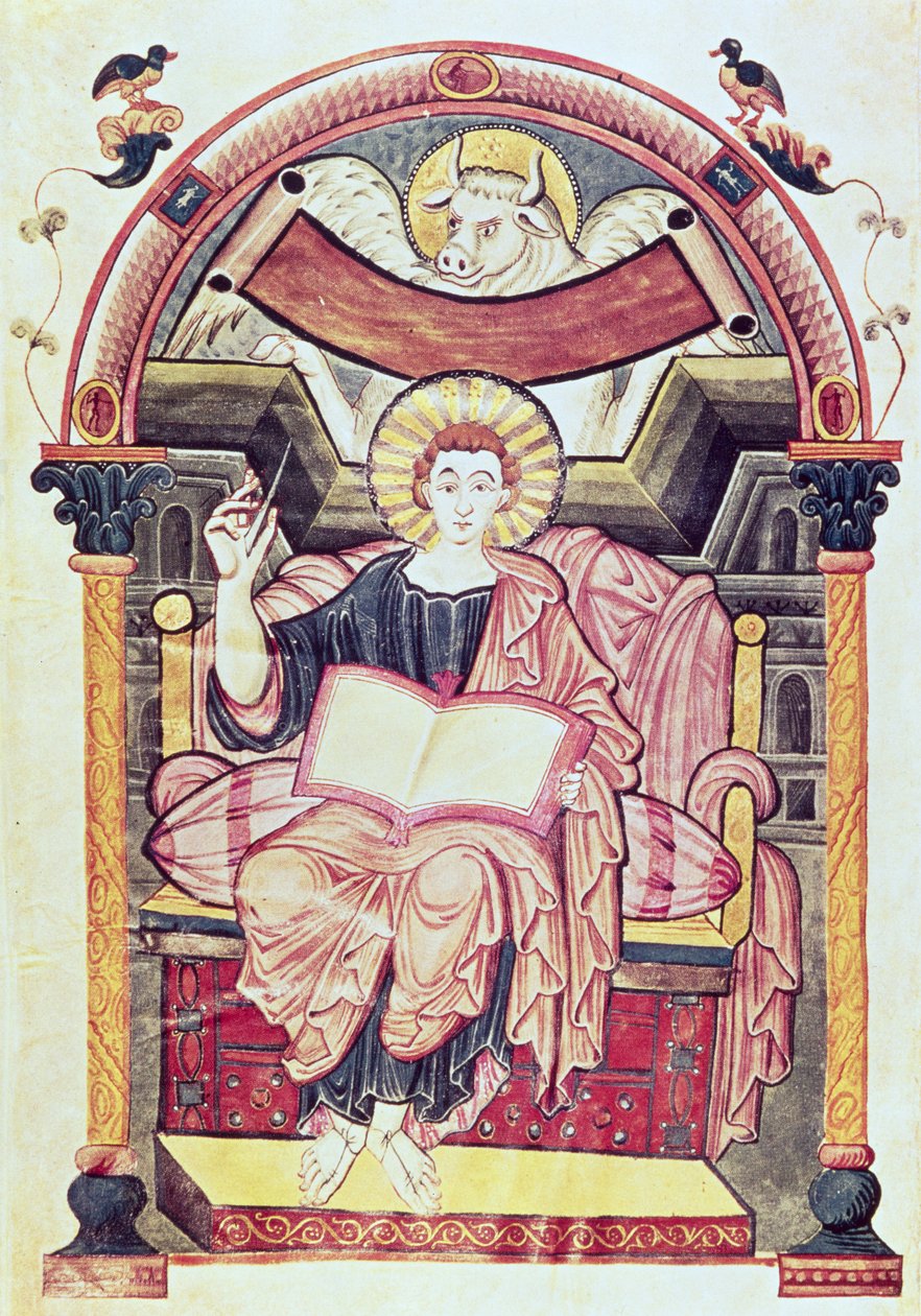 Treska 22. f.85v sv. Lukáš Evangelista, z Treves, Karolín, kolem 800 našeho letopočtu od German School