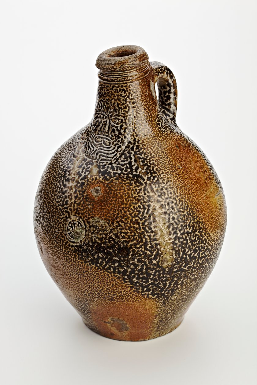 Kolínská láhev zdobená groteskním obličejem, cca 1600-50 (slaná glazovaná kamenina) od German School