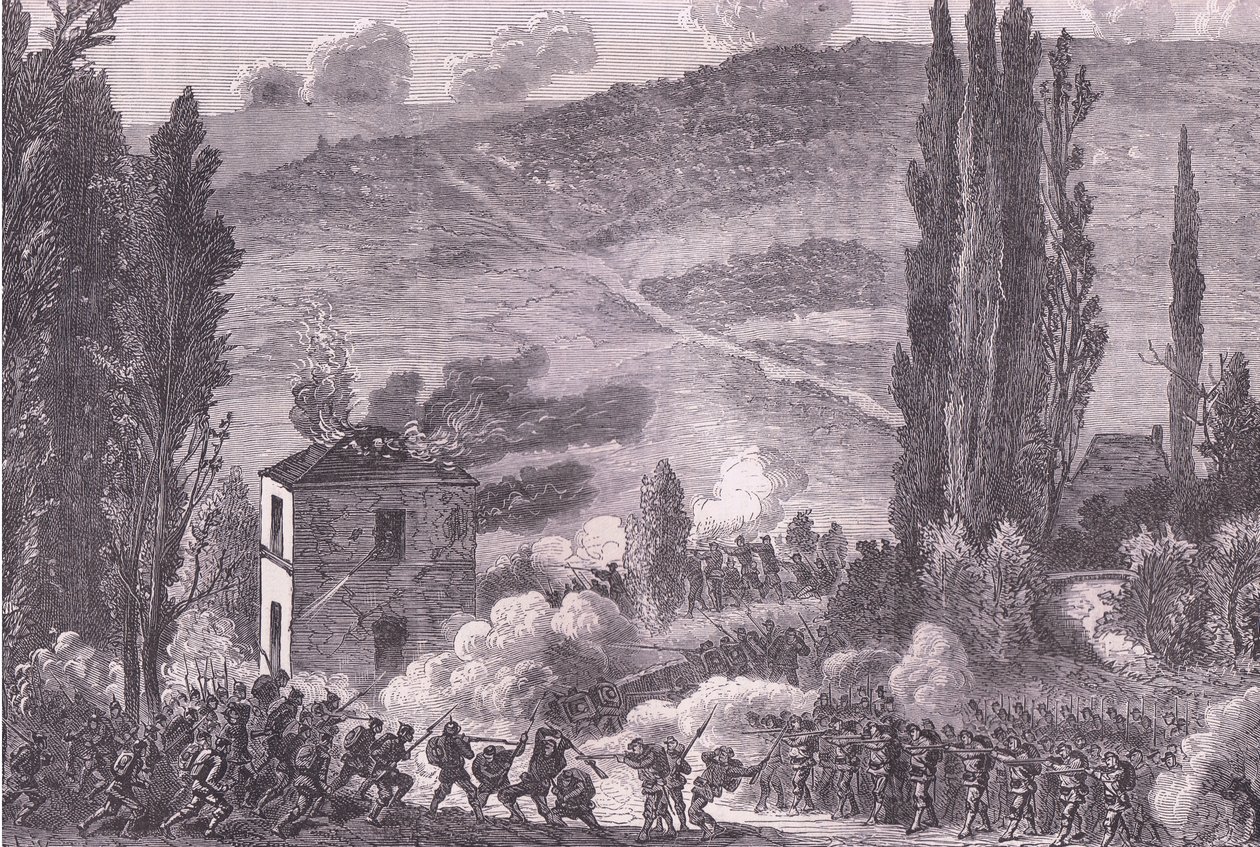 Combat at Chatillon, Cassells History of the War between France and Germany vydané nakladatelstvím Cassell and Company Limited, kolem roku 1890 (litho) od German School