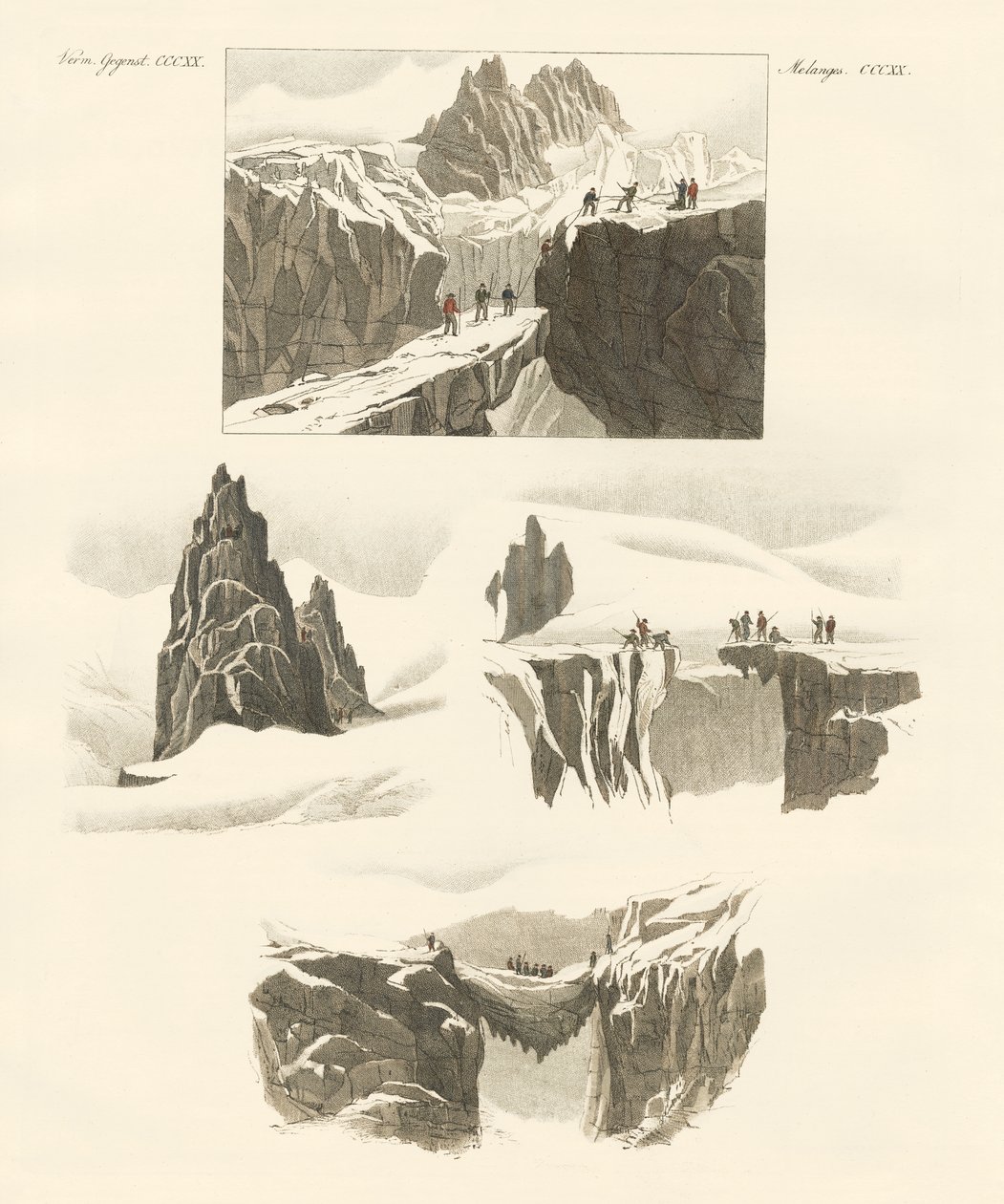 O výstupu na Mount Blanc (barevná rytina) od German School