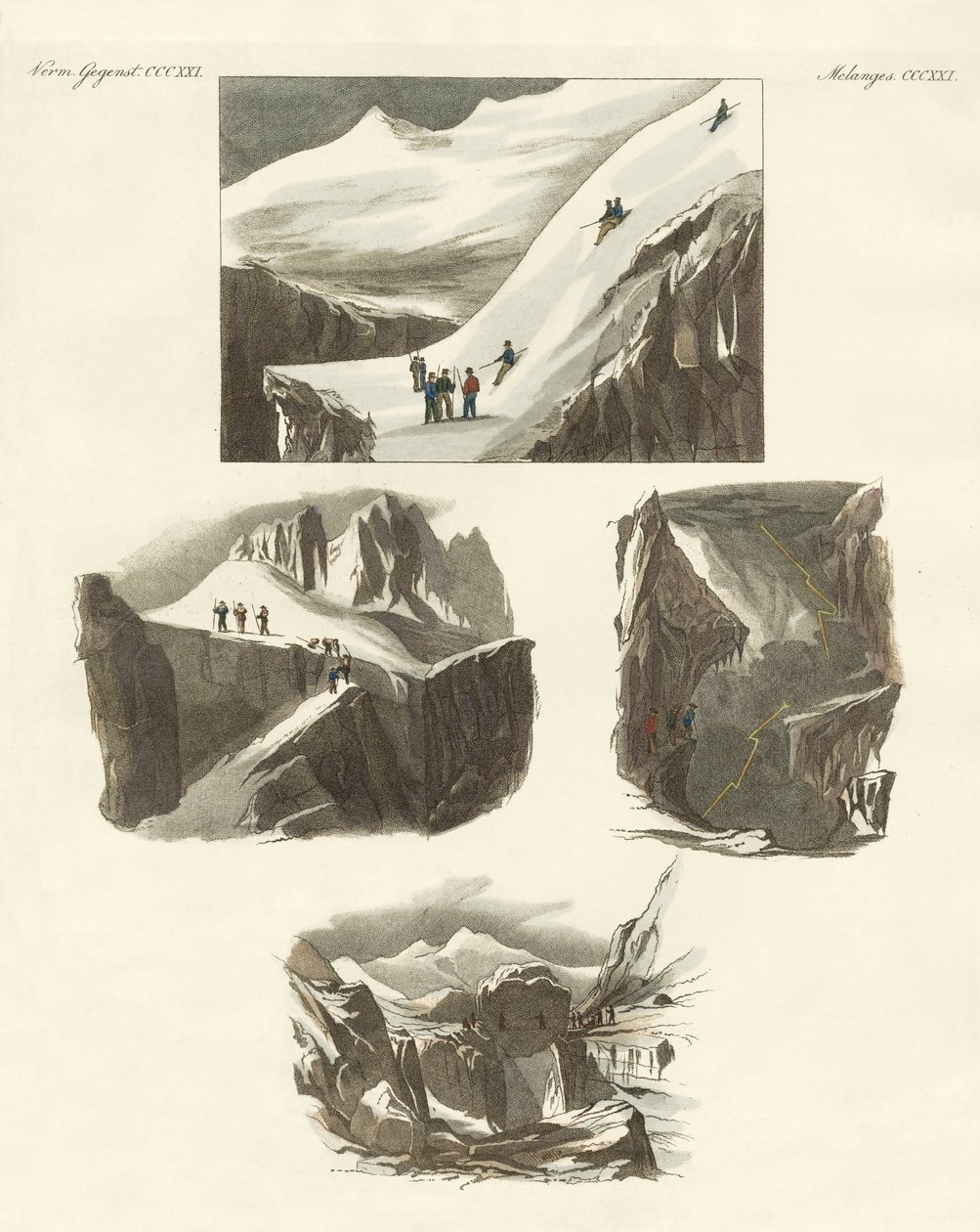 O výstupu na Mount Blanc (barevná rytina) od German School
