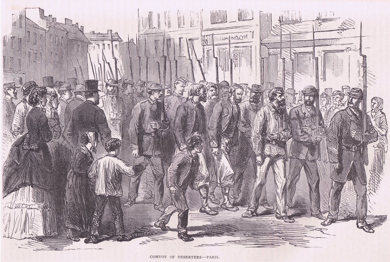 Konvoj dezertérů-Paříž, Cassells Historie války mezi Francií a Německem vydal Cassell and Company Limited, kolem roku 1890 (litho) od German School