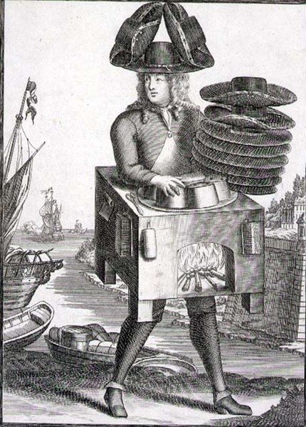 Kostým pro kloboučníka, hospoda. od Gerarda Valcka (1651/2-1726) kolem 1690 (rytina) od German School