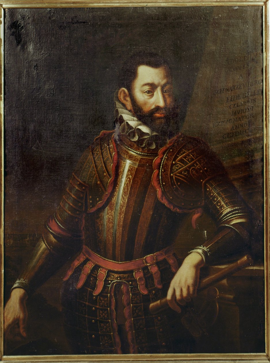 hrabě Adolf Schwarzenberg, který v roce 1594 dobyl zpět od Turků pevnost Gyoer v Uhrách ... od German School