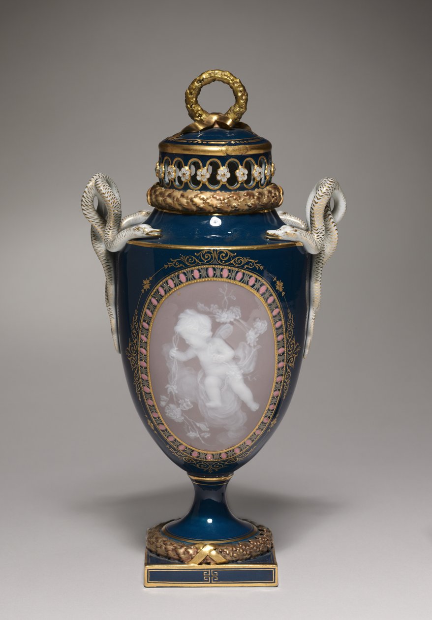 Obalená váza, vyrobená v Meissen Porcelain Factory, Německo, 1881 od German School