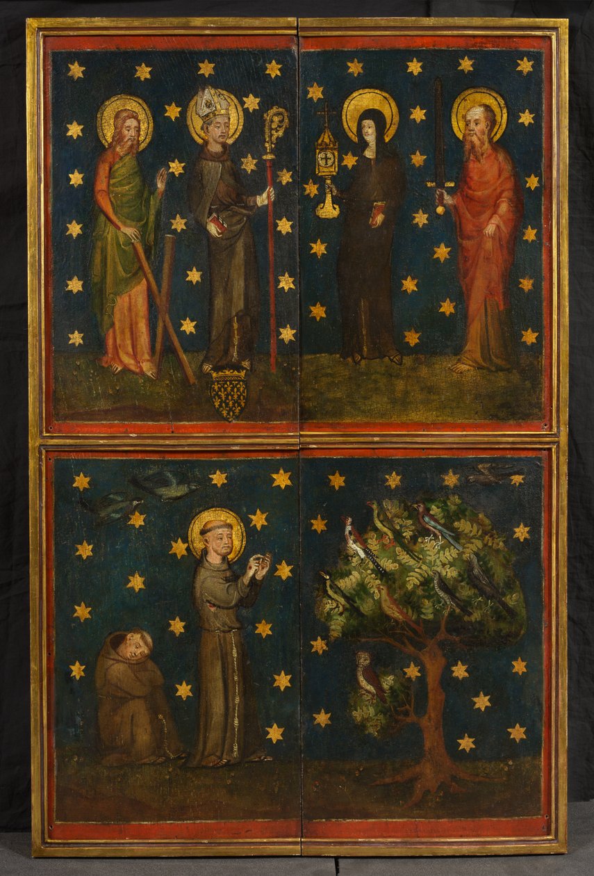 Triptych Ukřižování (dříve známý jako Estouteville Triptych), c.1374 (olej na panelu) od German School